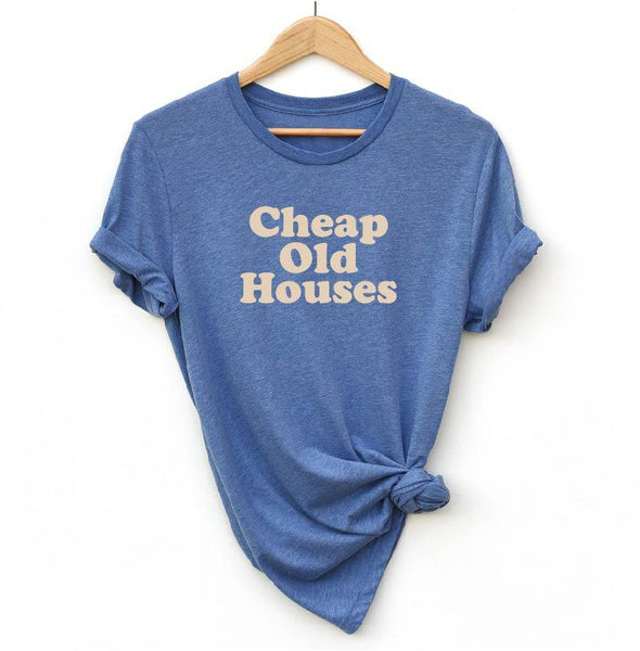 "Cheap Old Houses" Throwback Unisex Tee: Blue