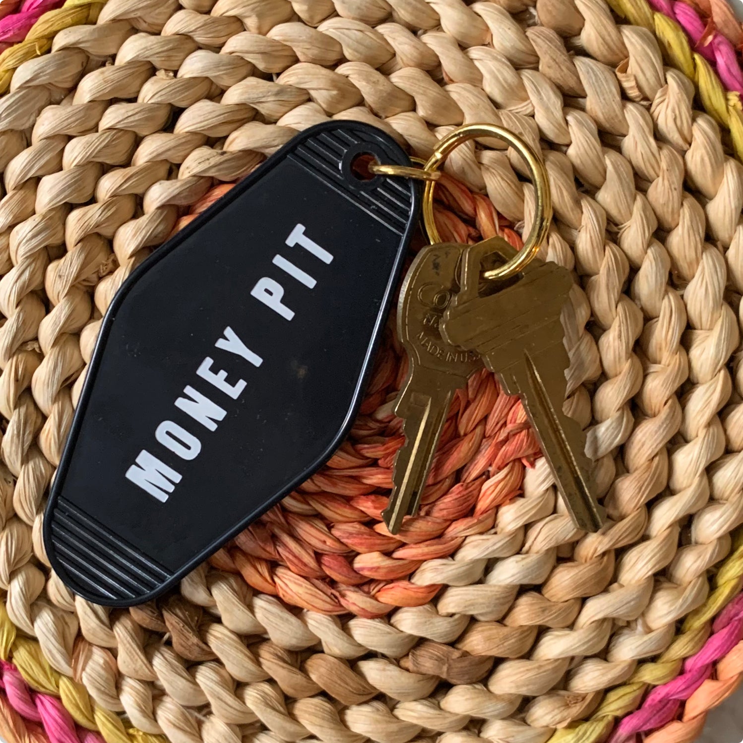 Money Pit Keychain Tag, Black Key Ring